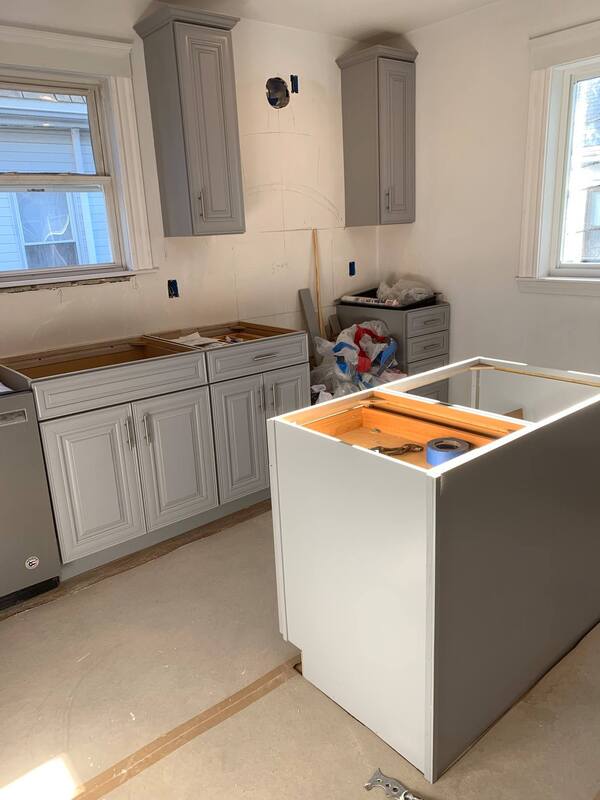 Kitchen cabinet and island installation process